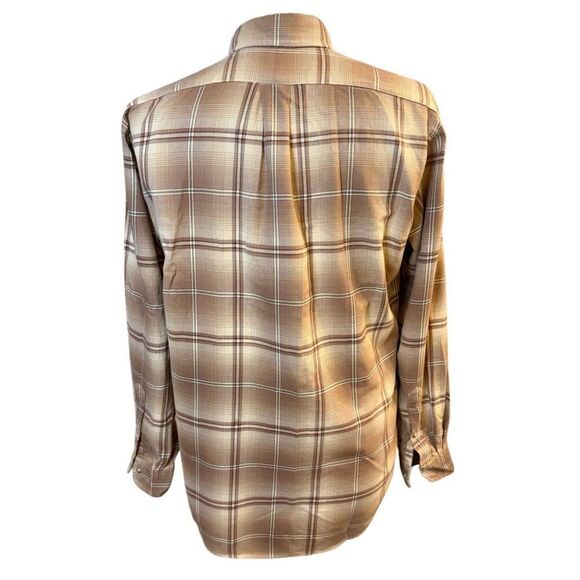Ralph Lauren Classic Fit Flannel Plaid Button Front Shirt Sz. M Brown/Cream - Picture 2 of 8